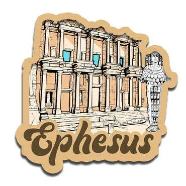Toptan Efes Temalı Myros Resi̇mli̇ Ahşap Magnet