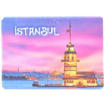 Istanbul Themed Wooden Canvas Fridge Magnet 50x70 mm - 6