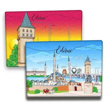 City Themed Wooden Canvas Fridge Magnet 50x70 mm