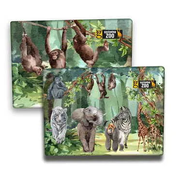 Zoo Themed Wooden Canvas Fridge Magnet 50x70 mm