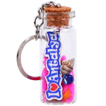 Antalya Themed Collectible Glass Bottle Shape Keychain - 14