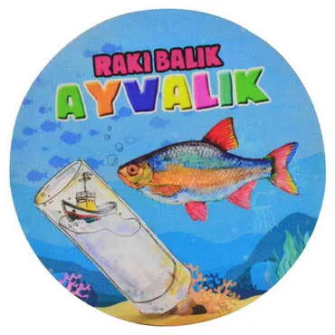 Toptan Ayvalık Temalı Ahşap Resimli Bardak Altlığı 100 mm - Standart