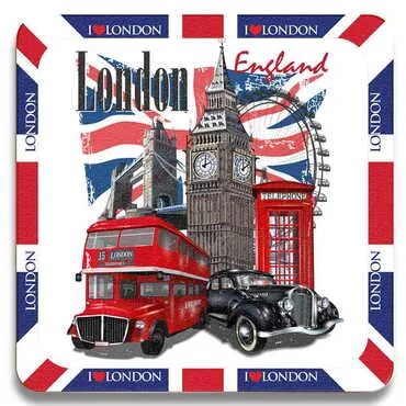 Toptan Londra Temalı Ahşap Resimli Bardak Altlığı 100 mm - Standart - 2