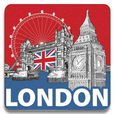 Toptan Londra Temalı Ahşap Resimli Bardak Altlığı 100 mm - Standart - 4