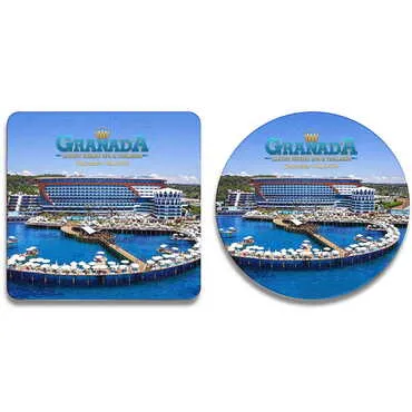 Hotel Themed Wooden Custom Printed Souvenir Coaster 100 mm