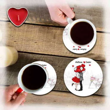 Sweetheart Themed Wooden Custom Printed Souvenir Coaster 100 mm