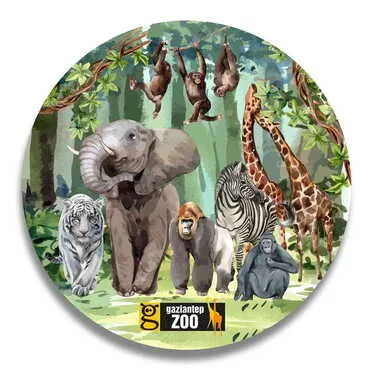 Zoo Themed Wooden Custom Printed Souvenir Coaster 100 mm