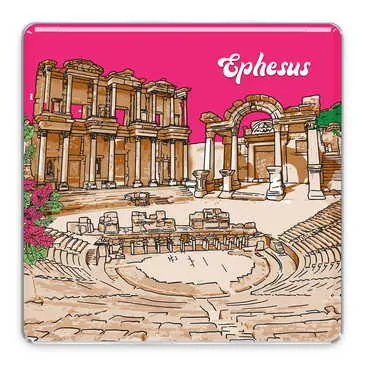 Museum Themed Epoxy Dome Mini Square Souvenir Fridge Magnet 35x35 mm