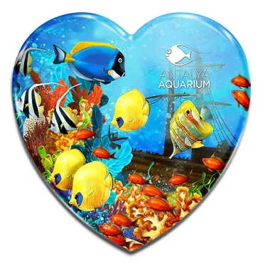 Aquapark Themed Heart Shaped Mini Fridge Magnet 40x37 mm