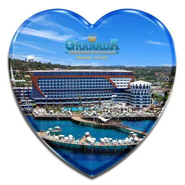 Hotel Themed Heart Shaped Mini Fridge Magnet 40x37 mm - Standart