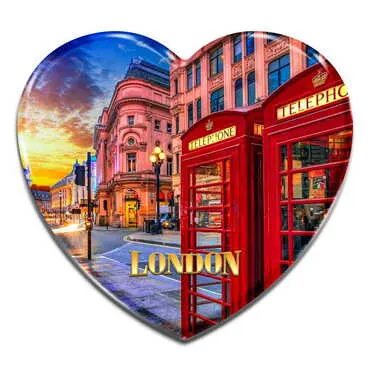 City Themed Heart Shaped Mini Fridge Magnet 40x37 mm - Standart - 2