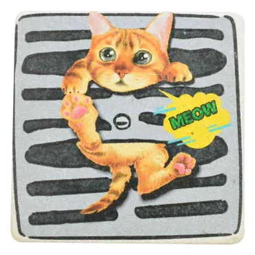 Cat Themed Bathroom Stone Drain Cover 100x100 mm