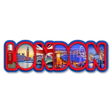 London Themed Wooden UV Printed City Name Letter Fridge Magnet