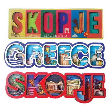 Customazible Wooden UV Printed City Name Letter Fridge Magnet