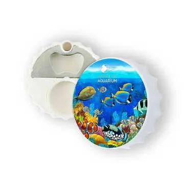Aquapark Themed Customised Uv Printed Bottle Cap Shaped Plastic Base Bottle Opener 63x15 mm