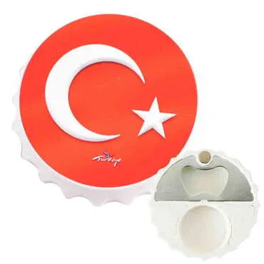 Turkey Themed Customised Uv Printed Bottle Cap Shaped Plastic Base Bottle Opener 63x15 mm