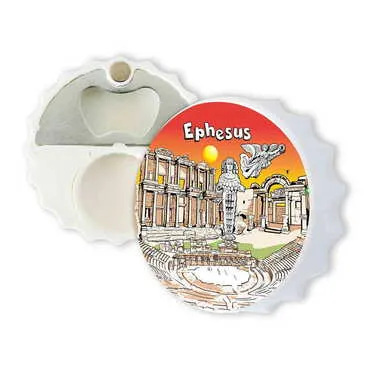 Museum Themed Customised Uv Printed Bottle Cap Shaped Plastic Base Bottle Opener 63x15 mm - Standart
