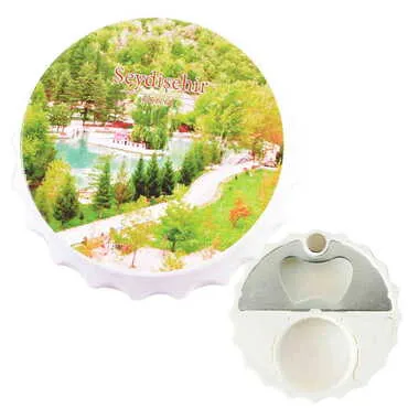 Seydisehir Themed Customised Uv Printed Bottle Cap Shaped Plastic Base Bottle Opener 63x15 mm - Standart