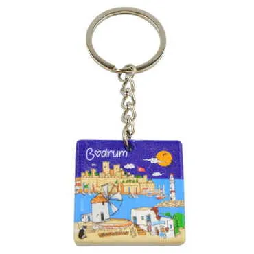 Bodrum Themed Customised Uv Printed Plastic Base Round Keyring 40x108 mm - Standart - 2