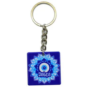 Datca Themed Customised Uv Printed Plastic Base Round Keyring 40x108 mm