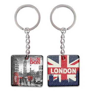 City Themed Customised Uv Printed Plastic Base Round Keyring 40x108 mm - Standart - 2