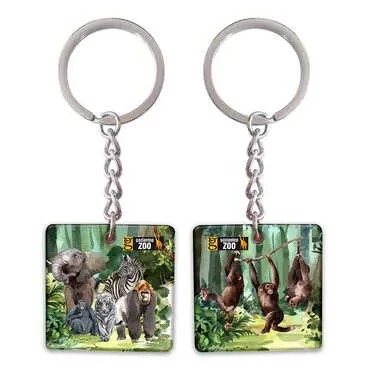 Zoo Themed Customised Uv Printed Plastic Base Round Keyring 40x108 mm - Standart