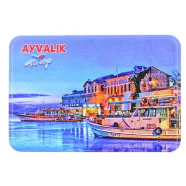 Ayvalik Themed Customised UV Printed Plastic Base Rectangle Fridge Magnet 80x50 mm