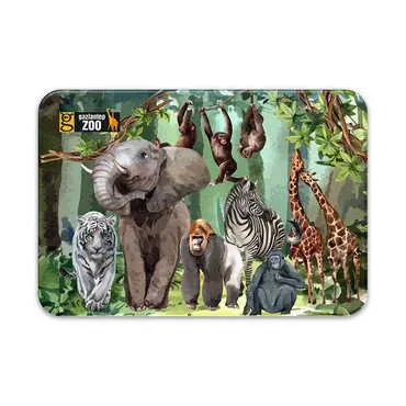 Zoo Themed Customised UV Printed Plastic Base Rectangle Fridge Magnet 80x50 mm