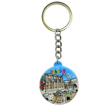 Ephesus Themed Customised UV Printed Plastic Base Square Keyring 38x100 mm