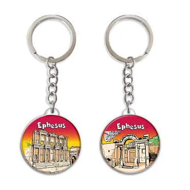 Museum Themed Customised UV Printed Plastic Base Square Keyring 38x100 mm