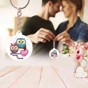 Sweetheart Themed Customised UV Printed Plastic Base Square Keyring 38x100 mm