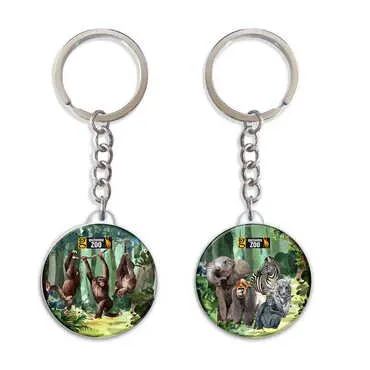 Zoo Themed Customised UV Printed Plastic Base Square Keyring 38x100 mm