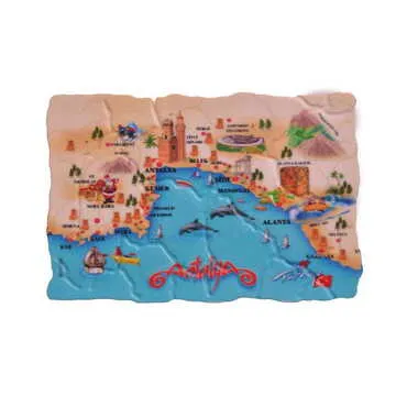Antalya Themed Customised UV Printed Plastic Base Mosaic Pattern Rectangle Fridge Magnet 80x50 mm