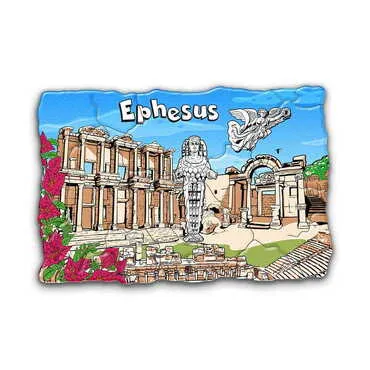 Museum Themed Customised UV Printed Plastic Base Mosaic Pattern Rectangle Fridge Magnet 80x50 mm