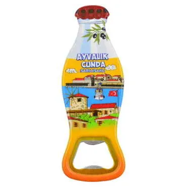 Ayvalik Themed Customised Uv Printed Coca Cola Bottle Shape Plastic Base Bottle Opener 42x120 mm