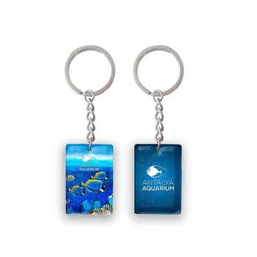 Aquapark Themed Customised UV Printed Plastic Base Rectangle Keyring 31x106 mm