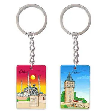 City Themed Customised UV Printed Plastic Base Rectangle Keyring 31x106 mm