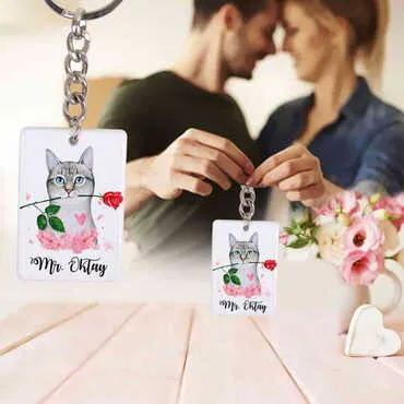 Sweetheart Themed Customised UV Printed Plastic Base Rectangle Keyring 31x106 mm
