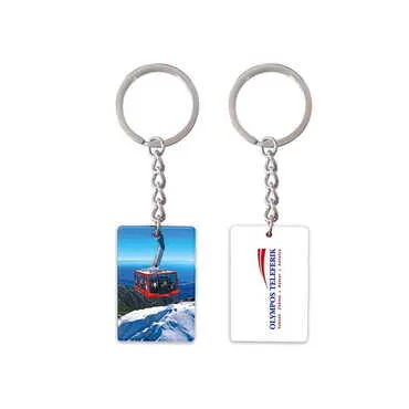 Cable Card Themed Customised UV Printed Plastic Base Rectangle Keyring 31x106 mm