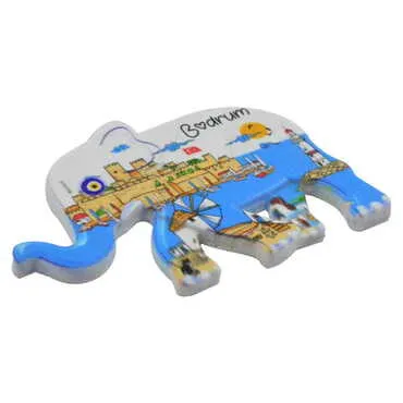 Bodrum Themed Customised UV Printed Plastic Base Elephant Shaped Fridge Magnet 86x62 mm - 2