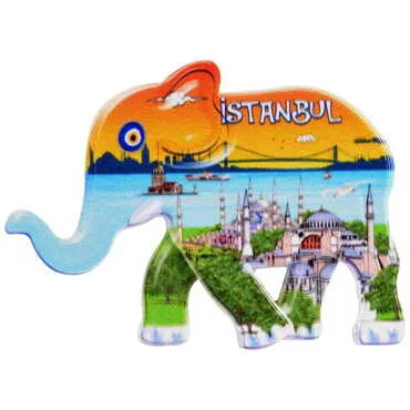 Toptan İstanbul Temalı Uv Baskılı Fil Şekilli Magnet 86x62 mm - 6
