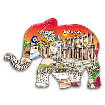 Museum Themed Customised UV Printed Plastic Base Elephant Shaped Fridge Magnet 86x62 mm