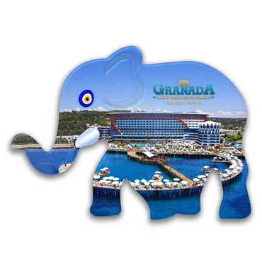 Hotel Themed Customised UV Printed Plastic Base Elephant Shaped Fridge Magnet 86x62 mm