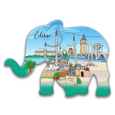 City Themed Customised UV Printed Plastic Base Elephant Shaped Fridge Magnet 86x62 mm - Standart - 3