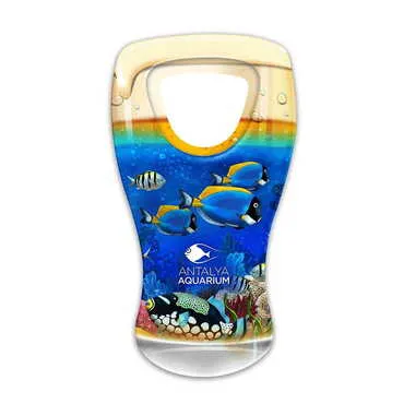 Aquapark Themed Customised UV Printed Beer Glass Shape Plastic Base Bottle Opener 52x97 mm