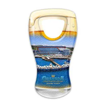 Hotel Themed Customised UV Printed Beer Glass Shape Plastic Base Bottle Opener 52x97 mm - Standart