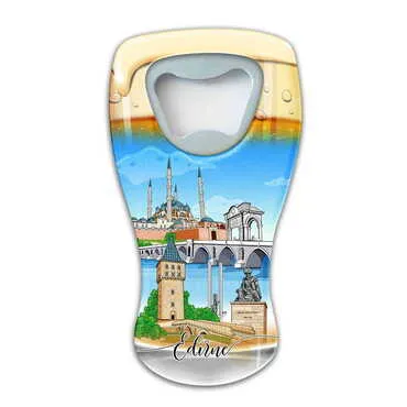 City Themed Customised UV Printed Beer Glass Shape Plastic Base Bottle Opener 52x97 mm - Standart - 2