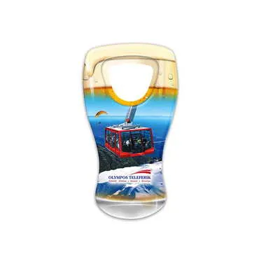 Cable Card Themed Customised UV Printed Beer Glass Shape Plastic Base Bottle Opener 52x97 mm