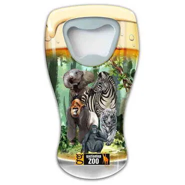 Zoo Themed Customised UV Printed Beer Glass Shape Plastic Base Bottle Opener 52x97 mm