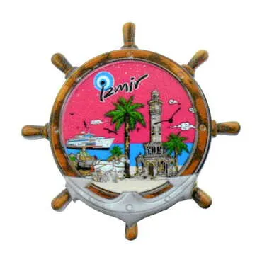 Izmir Themed Customised UV Printed Plastic Base Marin Rudder Shaped Fridge Magnet 82x82 mm - 2